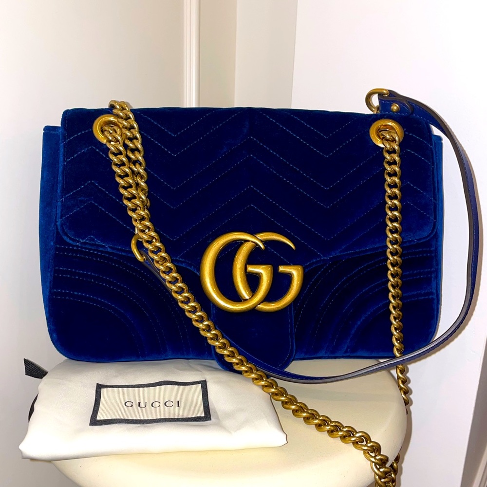 Gucci GG Marmont Medium Blue Shoulder Bag